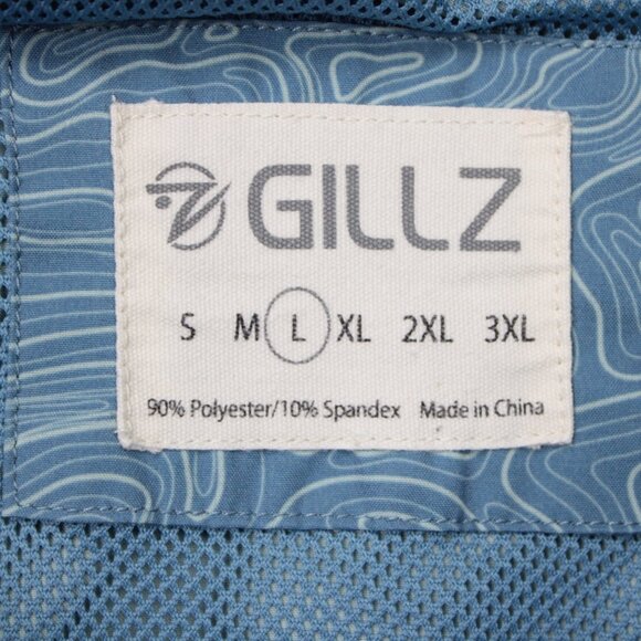 Gillz Shirt Mens Large Blue Geometric Polyester Stretch Fishing Long Sleeve - Picture 9 of 16